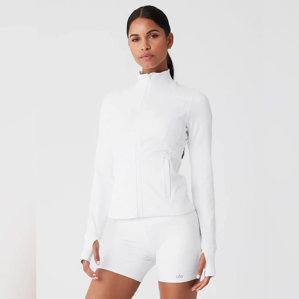 🤍Alo Yoga Formation Jacket White Sz S Sculpting Zip Up SOLD OUT - Picture 1 of 6